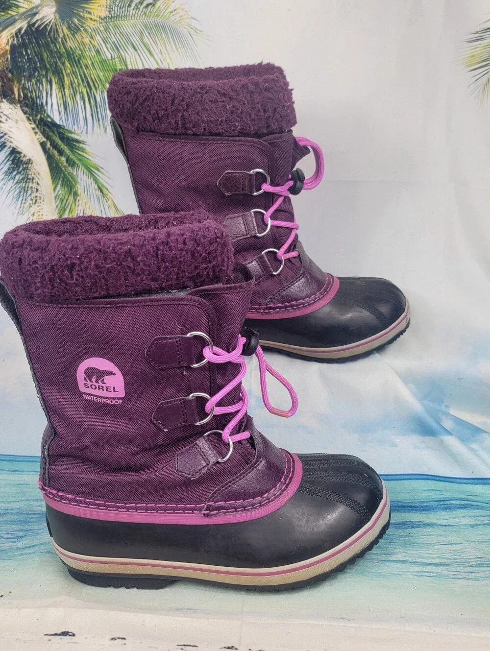 Sorel Snow Boots‎ Yoot Pac Purple/Black Waterproof Womens 6.5 Mens 5